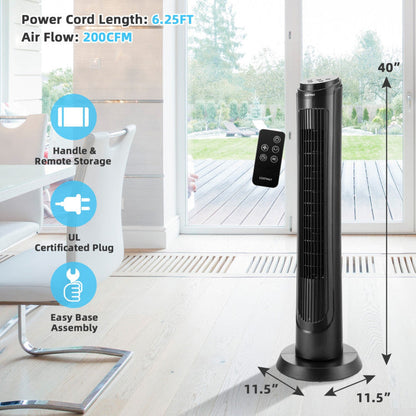 40 Inch Tower Fan with Remote 75˚ Oscillating Fan with 3 Wind Modes and 4 Wind Speeds