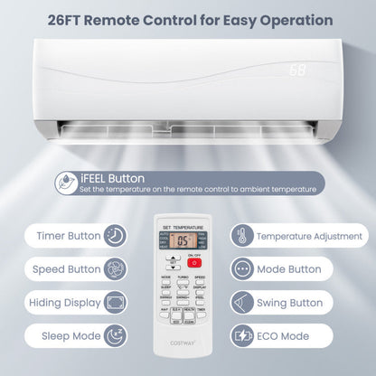 12000 BTU 17 SEER2 208-230V Ductless Mini Split Air Conditioner and Heater