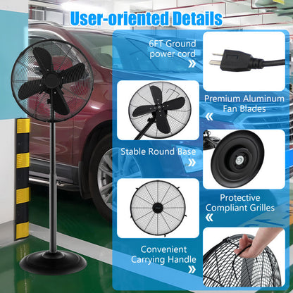 16 Inch Pedestal Standing Fan Oscillating Pedestal Fan with 3 Speeds and Adjustable Height