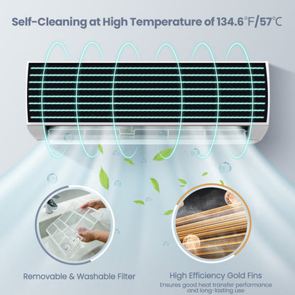 18000 BTU 19 SEER2 208-230V Ductless Mini Split Air Conditioner and Heater