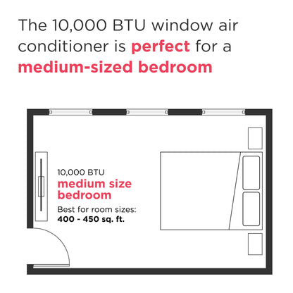 10,000 BTU Smart Window Air Conditioner with Wi-Fi, Cools Up to 450 Sq. Ft., Remote Control, Quiet Operation