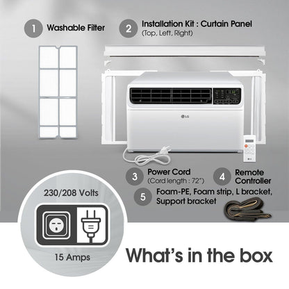 LG 14,000 BTU DUAL Inverter Smart Window Air Conditioner, 115V, Cools 800 Sq. Ft. for Bedroom, Living Room