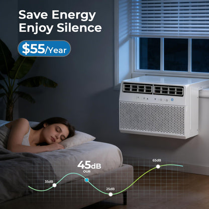 U-Shaped Window Air Conditioner, 10,000 BTU Window AC Unit Cools Up to 450 Sq. Ft for Bedroom/Living Room