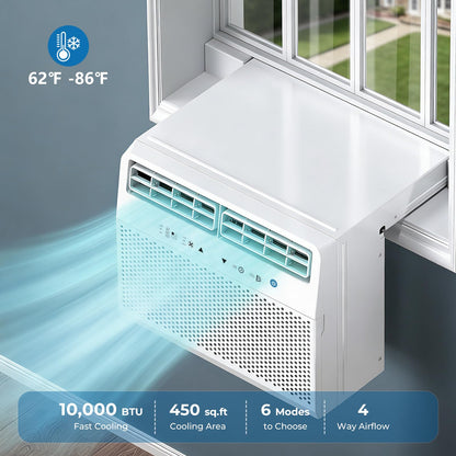U-Shaped Window Air Conditioner, 10,000 BTU Window AC Unit Cools Up to 450 Sq. Ft for Bedroom/Living Room