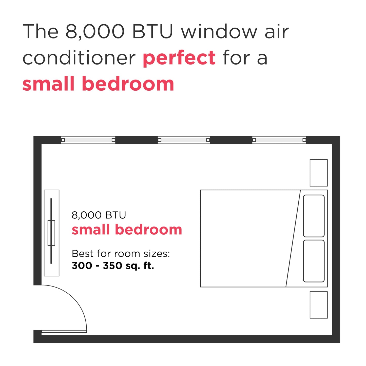 8,000 BTU Smart Window Air Conditioner with Wi-Fi, Cools Up to 350 Sq. Ft., Remote Control, Quiet Operation