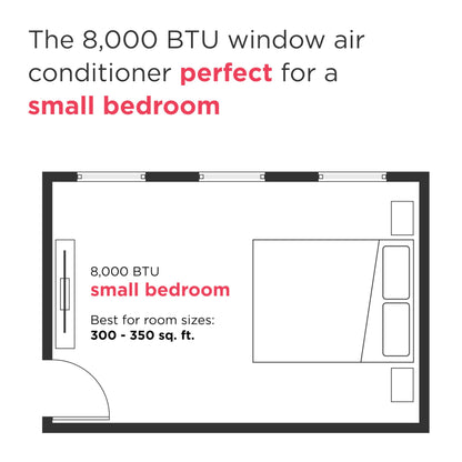8,000 BTU Smart Window Air Conditioner with Wi-Fi, Cools Up to 350 Sq. Ft., Remote Control, Quiet Operation