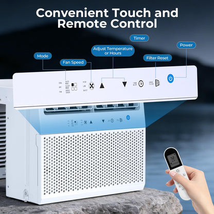 U-Shaped Window Air Conditioner, 10,000 BTU Window AC Unit Cools Up to 450 Sq. Ft for Bedroom/Living Room