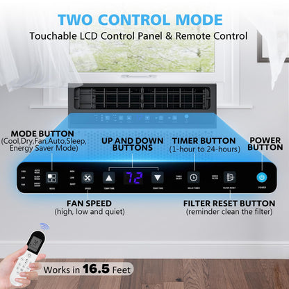COWSAR U-Shaped 12000 BTU Window Air Conditioner, Window AC Unit Cools Up to 550 Sq.Ft, Quiet Operation for Large Bedroom