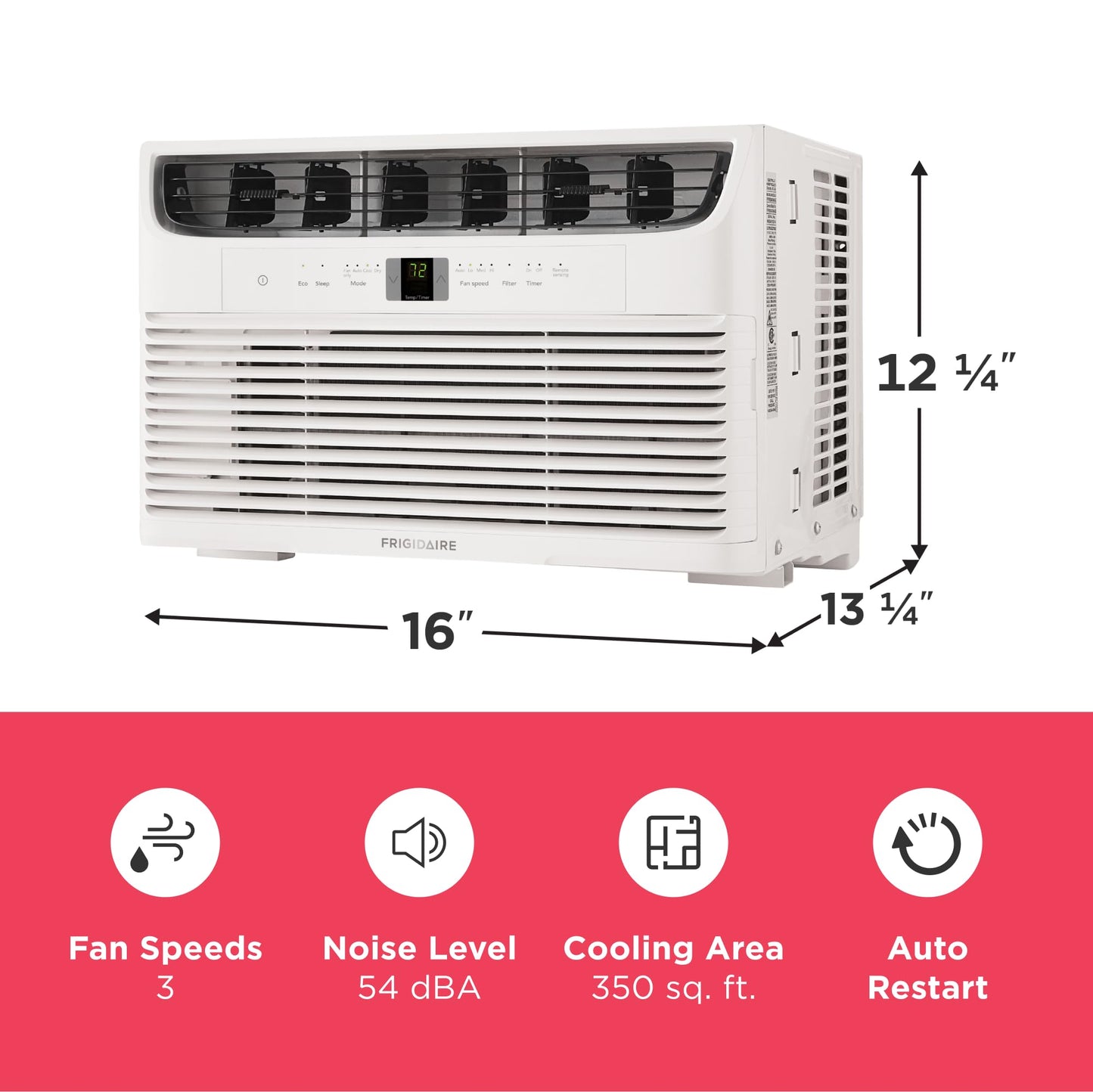 8,000 BTU Window Air Conditioner with Remote Control, Cools Up to 350 Sq. Ft., Quiet Operation, Eco Mode
