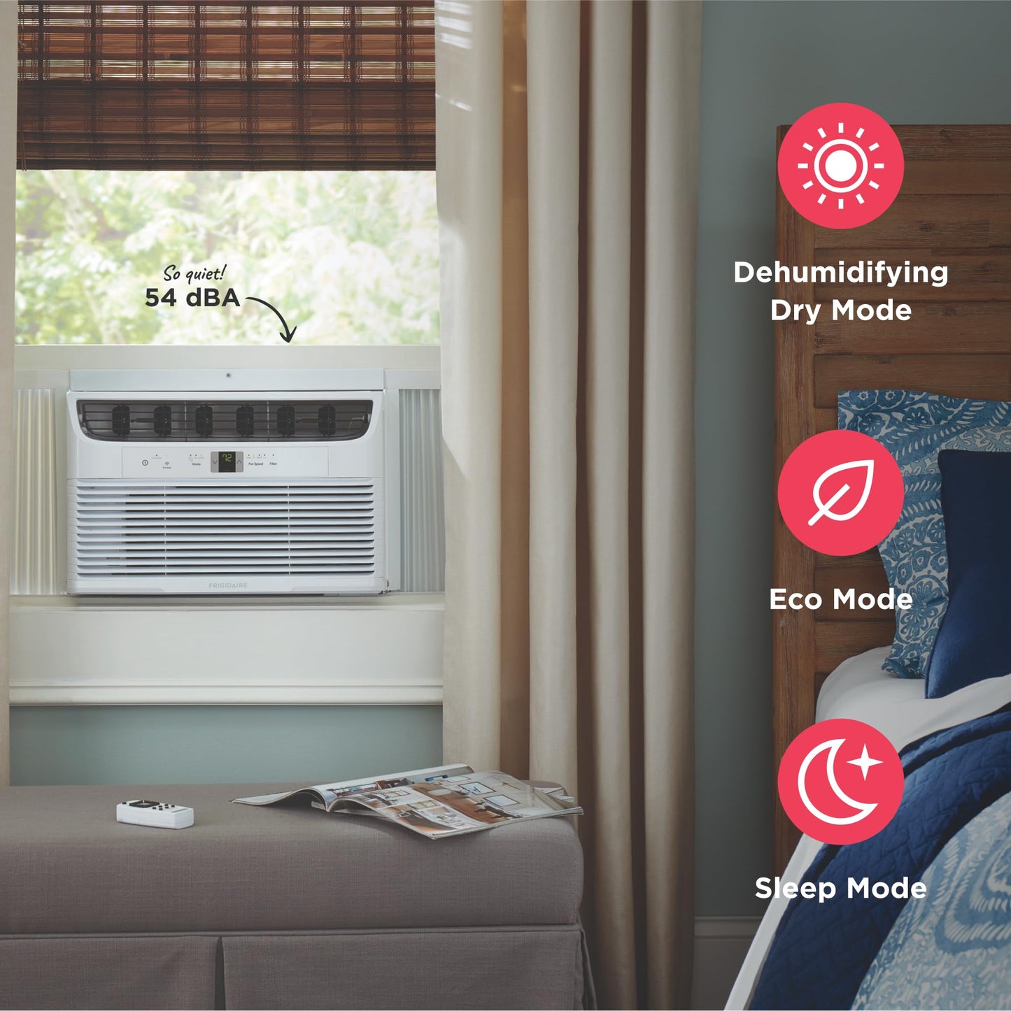 8,000 BTU Window Air Conditioner with Remote Control, Cools Up to 350 Sq. Ft., Quiet Operation, Eco Mode
