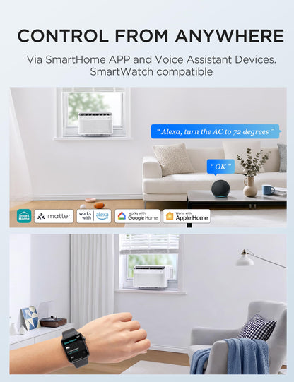 Midea 8,000 BTU U Shaped Window Air Conditioner, Cools up to 350 Sq Ft