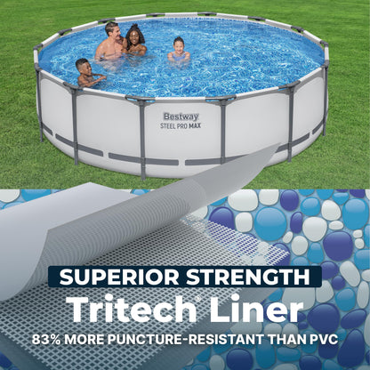 Steel Pro MAX 20 Foot x 52 Inch Round Above Ground Swimming Pool Set Outdoor Metal Frame Family Pool with Filter Pump