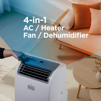 BLACK+DECKER Smart Portable Air Conditioner with Heat, 14,000 BTU, White