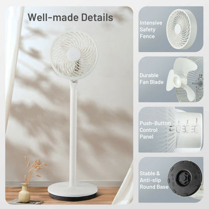 9 Inch Portable Oscillating Pedestal Floor Fan with Adjustable Heights and Speeds
